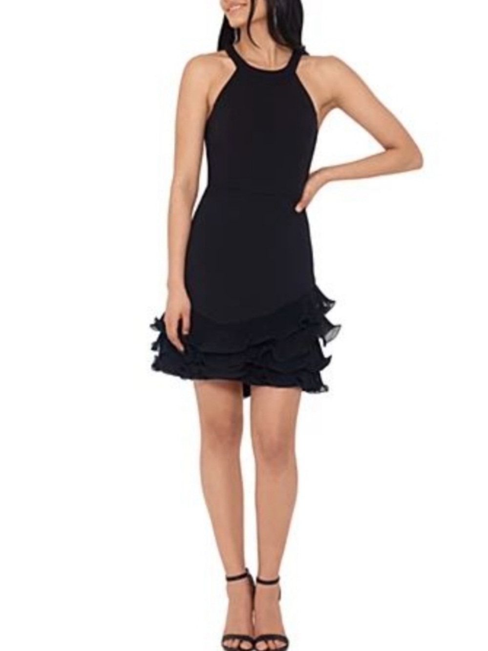 GUESS Black Sleeveless Ruffle Halter Mini Dress size 2